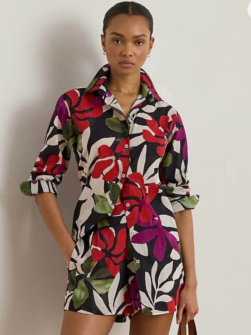 Lauren Ralph Lauren 2026 Floral Cotton Shirt & Shorts Cover-Up Set S NWT